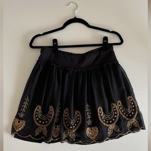 Free People Black Skirt with Gold Bead Overlay Sz 6